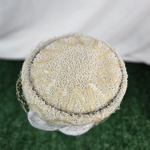 Marshall Field & Co. Beaded Pillbox Hat Vintage Debutante Room main image 4